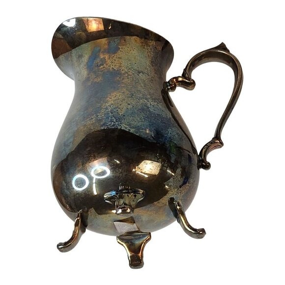VINTAGE INTERNATIONAL SILVER  Co. water pitcher with ice lip 9" tall x 5 " openi - Picture 2 of 12